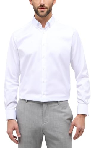 Eterna Herren Eterna Langarmhemd Modern Fit Cover Hemd Twill Weiß Uni Hemd (1er Pack)