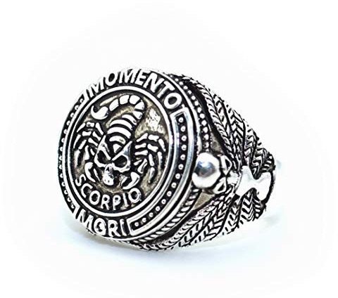 Skorpion Ring für Männer, Gothic Skorpion Schädel Ring, Vintage Skorpion Sternzeichen Sternbild Ring, Retro Skorpion Totem Amulett Ring, Halloween Biker Ringe, Punk Tier Schädel Schmuck(18.1)