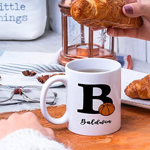 Tazas de cerámica personalizadas con letra B de baloncesto, taza blanca lisa, regalo para él o ella, taza de café maqueta de la Copa del Mundo 2022, regalo para padres, taza divertida para hombres,