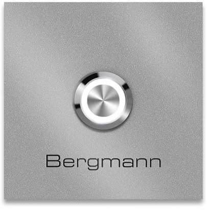 Metzler Türklingel Bergmann in Grau - Haustürklingel Pulverbeschichtet in in RAL9007 Feinstruktur - Made in Germany - Klingel Haustür aus Edelstahl V2A - LED Drucktaster wählbar - Größe: 8 x 8 cm