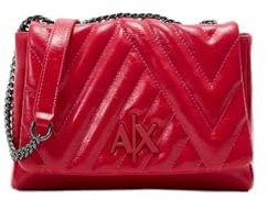 Armani Exchange Women's Margareth, Soft Touch, Logo Chain Shoulder Bag, Passion-Passion