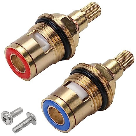 Amindz 2 stück Wasserhahn Ventiloberteil 1/2 zoll,Universal Ventil Keramik Oberteil Ersatz, 90° Ersatz Ventile Armaturen, Oberteil Armaturen für Bad und Küche (Heiß- und Kaltwasserventil)