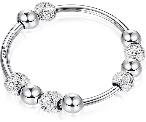 Akupressur Silber 925 Ring für Frauen und Männer - Angst und Stress Spinner Ring - Stimmungsring - Zappelspielzeug - Hochzeitstag Schmuck Geschenk