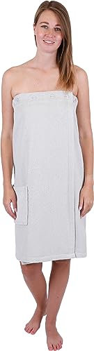 Betz Serviette à Sauna pour Femme Tissu éponge Kilt Wellness pour Le Sauna Taille Ajustable par Boutons et élastique 100% Coton Couleur Gris argenté Berlin