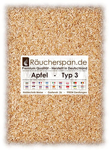 Räucherspäne Räuchermehl Apfelholz 2kg Typ 3 mittelfein 0,3-1mm für Sparbrand Kaltrauchgenerator geeignet