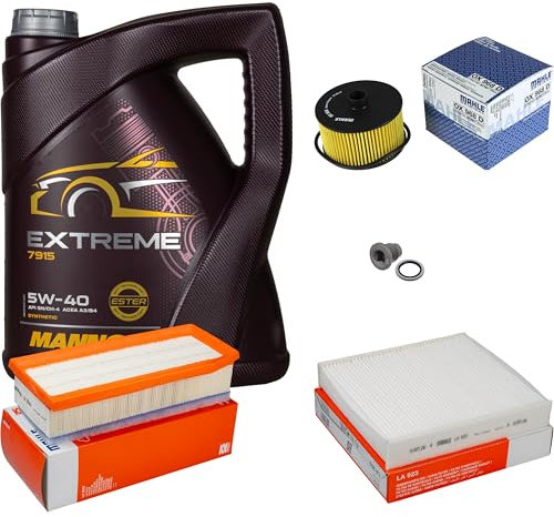Inspektionspaket Wartungspaket Filterset mit 5 L Motoröl Extreme 5W-40, Ölfilter, Luftfilter, Innenraumfilter, Verschlussschraube
