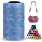 LEREATI Polyester Garn 1mm x 230m Makramee Garn 1mm Baumwollgarn Polyester Macrame Cord Polyester-Seil Baumwollkordel für Handtasche, Umhängetasche, Häkeltasche, Strickwaren (Blau-Weiß)
