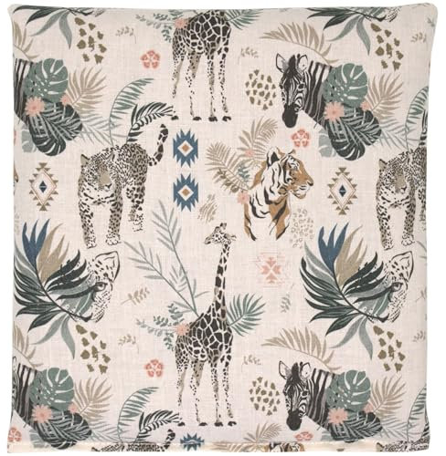 Leinsamenkissen 19x19cm. Bio-Stoff Wilde Tiere. Kleines Körnerkissen als Wärmekissen & Kältekompresse