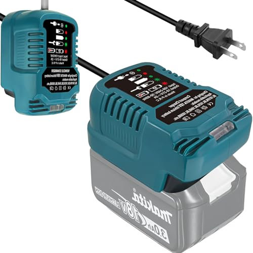 UNIKI Battery Charger, Fast Charger for Makita 18v Compatible with Makita 18V Battery BL1850 BL1840B BL1820 BL1815 BL1860 BL1830, 18-21V Output Voltage