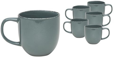 Van Well Lot de 6 tasses à café Urban de 32 cl grises - En grès élégant et pratique - Tasse à thé