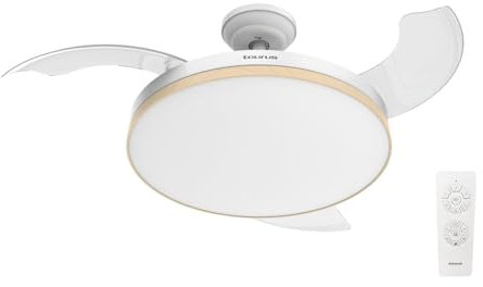 Taurus - Ventilador de Techo Retráctil Polar Invisible 40W | 6 Velocidades | 3 Aspas | Ø 106cm | Motor DC Ultra silencioso | Temporizador | Función Verano Invierno | Luz LED…