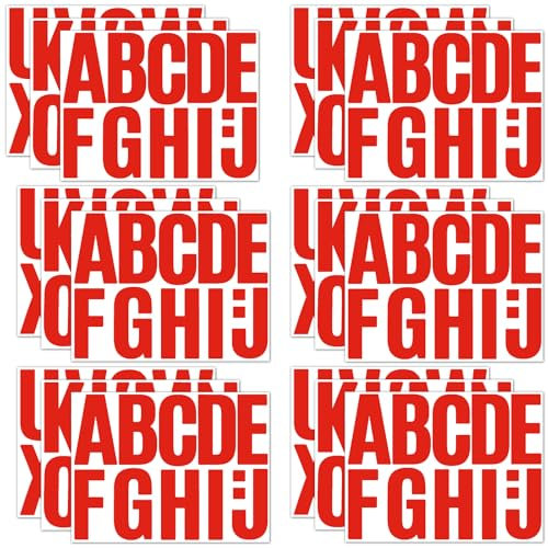 18 Bögen Großbuchstabenaufkleber, 10,16cm wasserfester Alphabetaufkleber Selbstklebende Buchstabenaufkleber Vinyl-Alphabetaufkleber für Draußen Drinnen Dekoration Geburtstag (Rot)