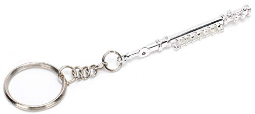 Flöten-Schlüsselanhänger, 6cm Metall Ornament | Verhindert Kratzer am Schlüsselbund, lebensechtes Design, ideal für Musikschule, Konzert, Orchester, Geschenk für Musiker