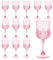 12 copas de vino rosa, copas de champán desechables de plástico para fiestas, uso diario en el hogar, hotel, bar, restaurante, uso en salón, bodas o grandes eventos (rosa)