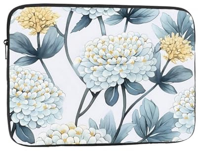 Blue Hydrangea Laptop Sleeve 10 Inch Shockproof Protective Notebook Case Tablet Briefcase Carrying Bag, Black, 25.40 cm