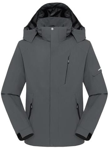 Ynport Crefreak Herren Outdoor Wasserdichte Jacke Brethable Wandern Regenjacke mit Kapuze Outdoor Trenchcoat Leichte Shell-Jacke Moutain Windbreaker Jacke, Grau, XXL