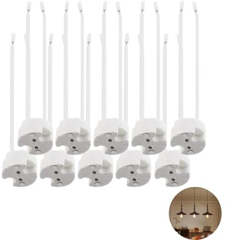 10 PCS MR16 GU5.3 Lamp Holder, Ceramic Body, Bi-Pin Light Connector | G4 sockets, LED base, wire adapter, 90mm lead, for halogen, ceiling lighting, practical, heat resistant, secure fit