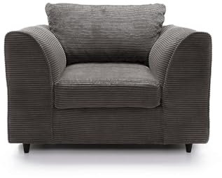 CHICAGO full back Jumbo Cord Sofa Set (GREY, Armchair)