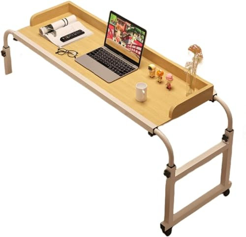 Höhenverstellbarer Laptoptisch für Krankenbett, Wohnzimmer, Schlafzimmer, Holzfarbe