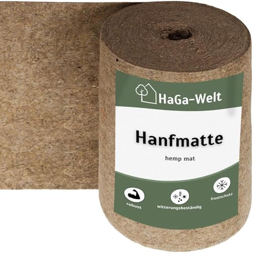HaGa Tapis de Chanvre 500 g/m² en 0,65m x 100m | Barrière Durable Contre Les Mauvaises Herbes, Protection Contre Le Gel & Isolation phonique pour Le Jardin & la Maison