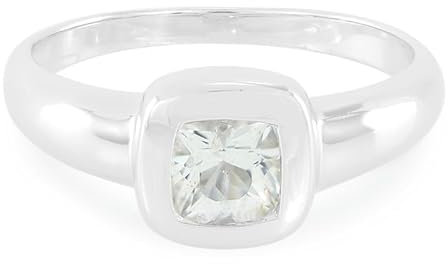 Cavill Himalaya Beryll Ring 0,41 ct in Antikem Kissenschliff aus 925 Sterling Silber, Eleganter quadratischer Stein, Modernes Design in Silberfarben, Edler Schmuck für Damen