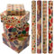 4 Rollen 43 cm x 3 m Geschenkpapier zum Geburtstag, recycelbare Kraftpapierrolle mit bedruckten Punkten und Sternen, geeignet für Geburtstage, Partys, Hochzeiten, Festival-Geschenkdekorationen