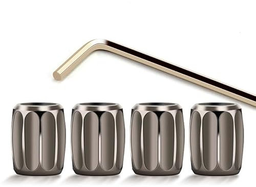 YMYQF 4 × Edelstahl Autoreifen Ventilkappen für Audi RS Q8 2019 2020 2021 2022 2023 2024 2025, Wasserdicht Auslaufschutz Gummidichtung Luftventilkappen Zubehör,A