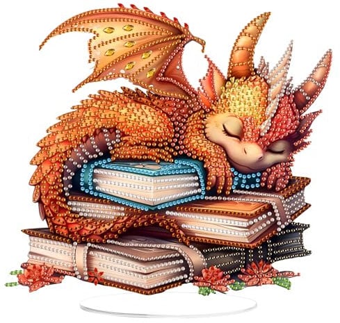 EOBROMD Diamond Painting Desktop Deko Drache, DIY 5D Diamond Painting Buch Aufsteller, Diamant Painting Bilder Tischdeko Kunst Set für Geschenk Heimdekoration