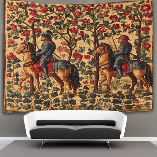 kaiyun Mittelalterlicher Stil Wandbehang Wandtuch Ritter Wandteppiche 3D Heimdekoration Für Raum 130cmx150cm