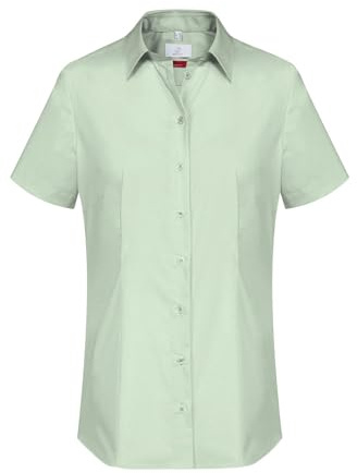 GREIFF Essentials Basic Damen Bluse Kurzarm Kent Regular-Fit Mint 36