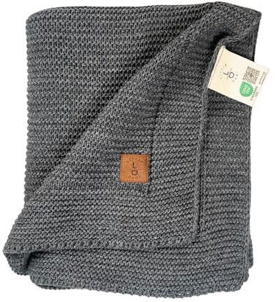 Little Dedi Baby Weiche Strickdecke – Weich & Atmungsaktiv – Oeko-Tex Zertifiziert – Leicht & Kuschelig – Perfekt für Neugeborene, Kleinkinder, Kinderbett, Kinderwagen & Babyzimmer (Graphit)