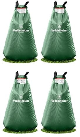 Veddelholzer 4 x 75 l Baumbewässerungssack mit Reißverschluss kombinierbar. Diebstahlschutz und Schutzetikett. Robust und Wetterbeständig für kleine und große Bäume, Jungbäume und Sträucher.