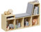 Kinderregal mit Kissen, Kindersitzbank Kinder Bücherregal mit 6 Fächer, Spielzeugregal aus Holz, Aufbewahrungsregal für Kinderzimmer, Schlafzimmer, Wohnzimmer, 110x30x63cm (Natur)