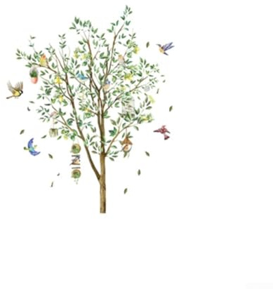 Lemon Tree and Bird Wall Sticker for Home Decoration PVC Self Art for Living Room, Bedroom, and Cafes