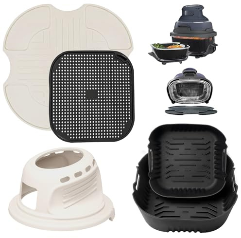 5 Stück Airfryer Zubehör Silikon für Ninja CRISPi FN101EU | Heißluftfritteuse Zubehör BPA-Frei Airfryer Silikonform+ Spritzschutz + Silikonmatten + Schutzhülle für Ninja Crispi FN101EU