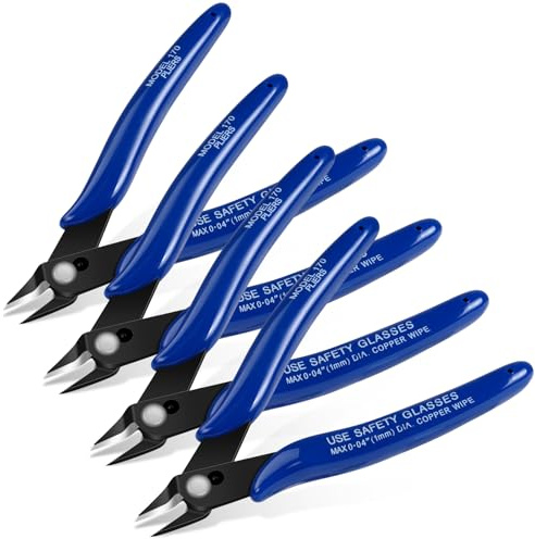 Ainiv 4pcs Petite Pince Coupante, Coupantes de Côté, Bleu | Pinces Coupantes Latérales Precision, Outillage Electricien Cutter Affleurant pour Fils Durs, Mous et Extrêmement Fins