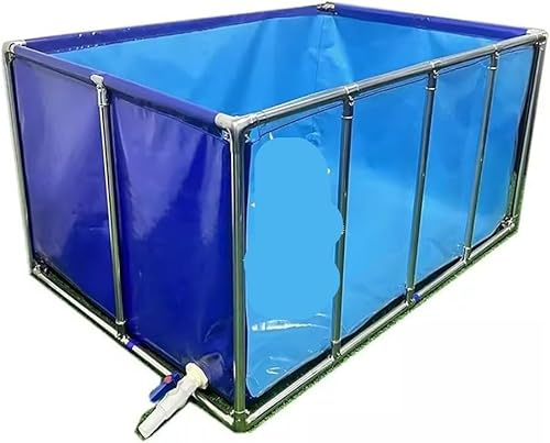 ITITI 1 Estanque Cuadrado Elevado y Duradero de PVC Transparente con válvula de Drenaje y Estructura de Acero for Peces koi y Peces Dorados.(140x140x35cm)