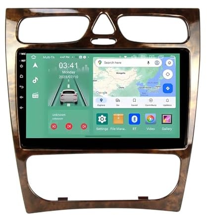 9 Pulgadas Doble DIN Android 15 Radio de Coche para Mercedes Benz C-Class W203 CLK W209 2002-2005 con CarPlay Cámara de Respaldo Controles del Volante GPS Navi Enlace al Espejo(B,A1 1G+32G)
