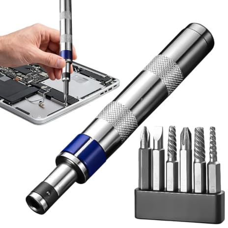 Set Cacciaviti | 6 Punte In Metallo Portatile Universale | Strumenti Intercambiabili per Riparazione Elettronica | Per Riparazione Auto Viti Arrugginite Elettrodomestici Elettronica Progetti Fai Da Te