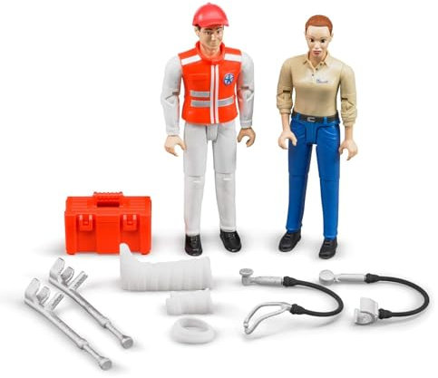 bruder 62710 - Bworld Set Rettungsdienst, Sanitäter, Patient & Zubehör - 1:16 Arzt Krankenwagen Figur Mensch Spielzeug