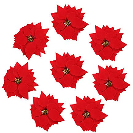 VORCOOL 50 STÜCKE Künstliche Weihnachtsstern Blumenköpfe Weihnachtsbaum Dekorationen Weihnachten Haustür Kranz Tisch Mittelstücke Arrangements Gefälschte Hängende Vine Swag Dekorative
