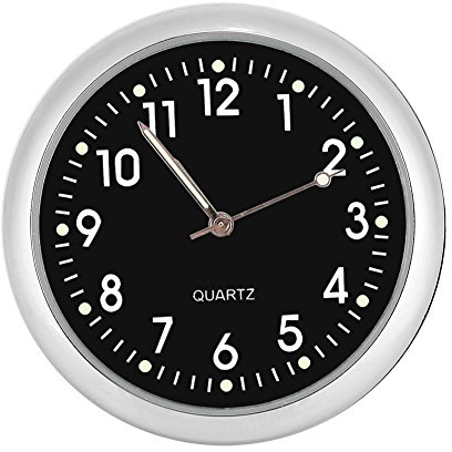 Mini Uhr Analogauto, Auto Armaturenbrett Uhr Klassische kleine Runde Tabelle Onboard Quarzuhr mit belichtetem Licht Mini Nachtleuchtende Uhr Uhren für Selbstdekoration