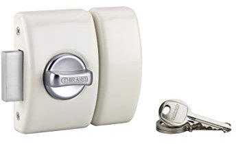THIRARD - Verrou à Bouton Design 5 pour Porte d'Entrée - Cylindre Laiton 50 mm - Ø 23 mm - Acier Époxy Blanc - 3 Clés Plates Crantées - Hauteur 94 mm - Largeur 60 mm