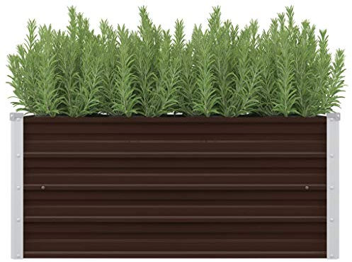 Tidyard Jardinière en Acier Galvanisé Résistante aux Intempéries Marron 100 x 40 x 45 cm