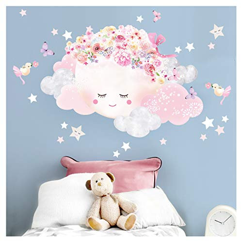 Little Deco Wandtattoo Mond und Sterne Kinderzimmer Mädchen Wandsticker DL448-3