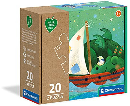 Clementoni 24770 Play for Future Sweet Dreams – Puzzle 2 x 20 Teile ab 3 Jahren, 2 Kinderpuzzle aus recyceltem & recycelbarem Material, Denkspiel für Kinder