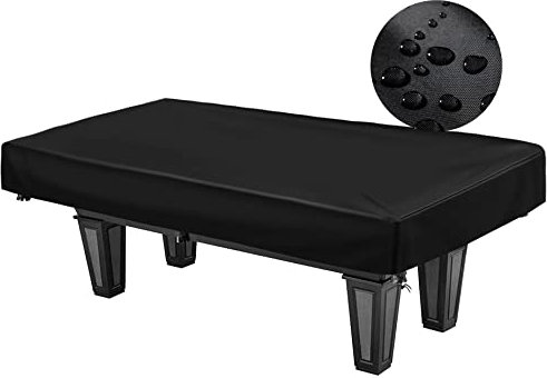 WOMACO 7 8 9 ft Billiard Table Covers Heavy Duty Waterproof 7/8/9 Foot Fitted Pool Table Cover Polyester Fabric for Snooker Billiard Table (Black, 7 Foot)