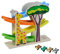 Teamson Kids Preschool Wooden Car Ramp Racer Toy Click Clack Racetrack Garage With 4 Safari Cars UK-PS-T0007