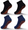 ELUTONG Rutschfeste Trampolinsocken für Kinder, 4 Paar Stoppersocken Baumwolle Sockens Atmungsaktiv und Weich für Jungen Mädchen EU 23-28 (schwarz*2+marineblau*2)