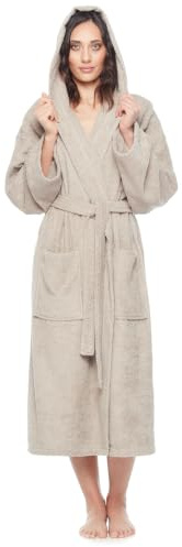 Arus Badrock med huva för kvinnor, vaddlängd, Färg: Beige, Storlek: XS-S